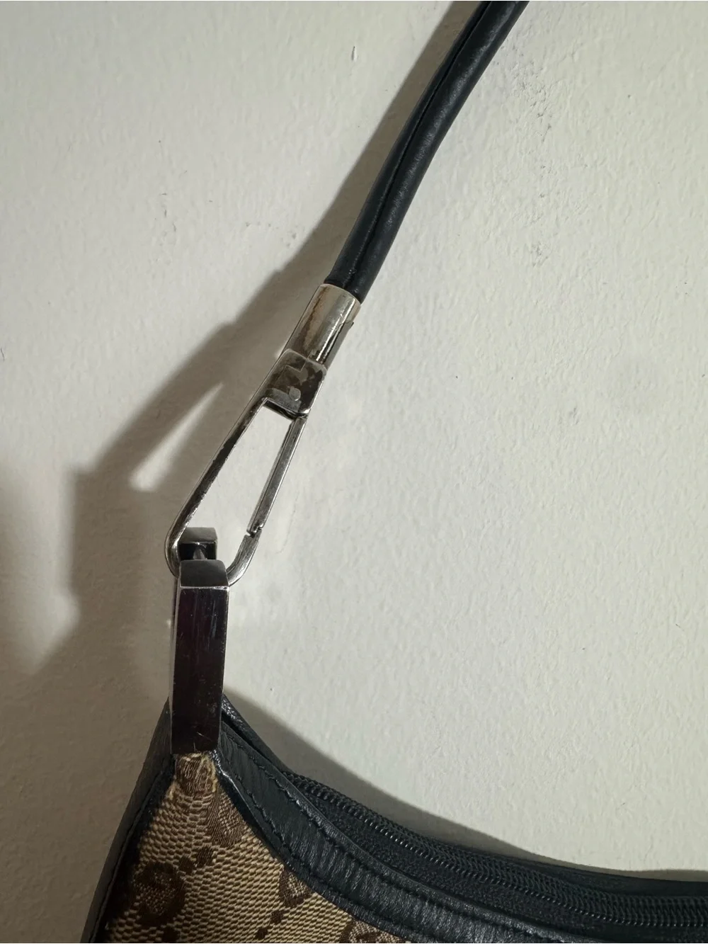 Brown Monogram Canvas Hobo with Black Trim
